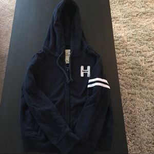 Hollister navy 3/4 sleeve zip up
